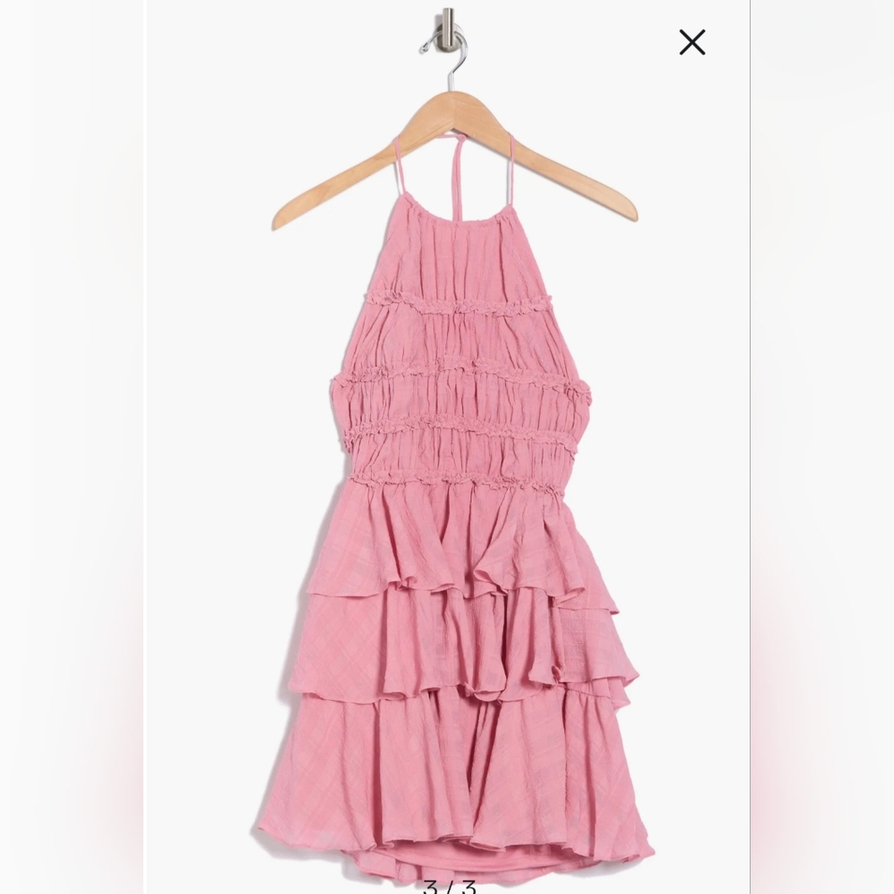 Lush Pink Ruffled Mini Dress